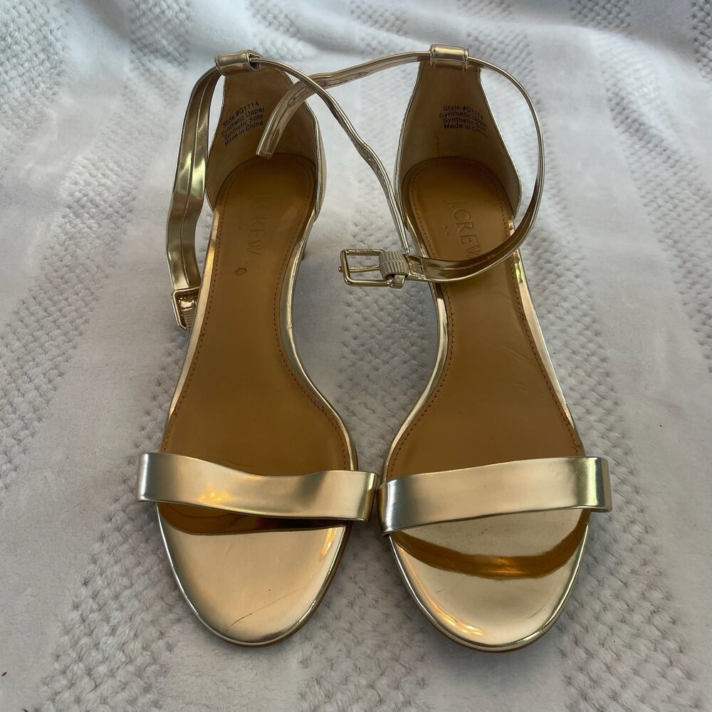 j. crew ankle strap gold kitten heel size 7